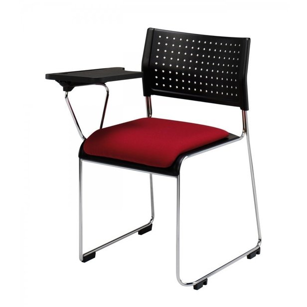 Supporting image for Kraft Sled Frame Sidechair - Fully Upholstered Seat with Writing Tablet