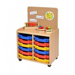 Supporting image for Creative! 12 Shallow Sturdy Storage Unit with Plastic Trays - Back Panel