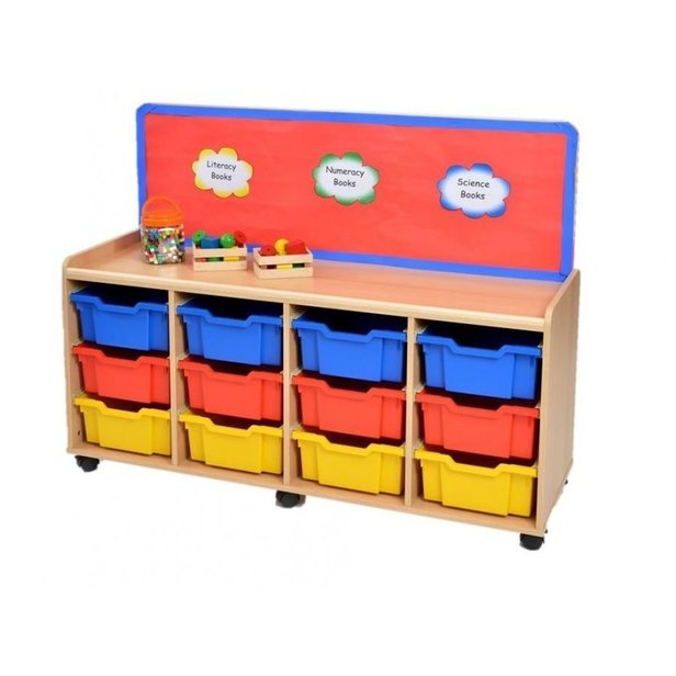 Supporting image for Creative! 12 Deep Sturdy Storage Unit with Plastic Trays - Back Panel