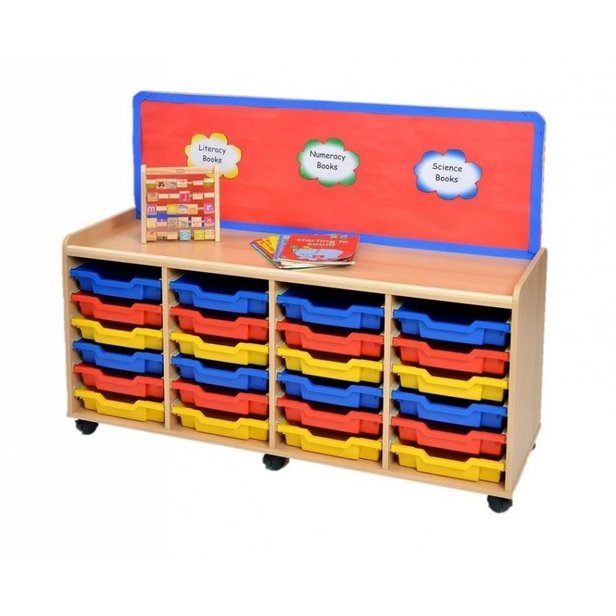 Supporting image for Creative! 24 Shallow Sturdy Storage Unit with Plastic Trays - Back Panel