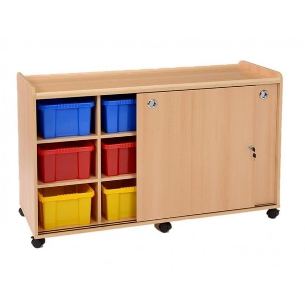 Supporting image for Creative! 12 Deep Sturdy Storage Unit with Plastic Trays - Sliding Doors
