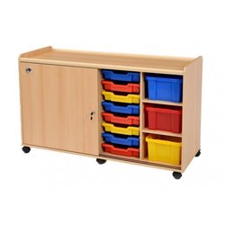 Supporting image for Creative! 6 Deep & 16 Shallow Sturdy Storage Unit - Sliding Doors