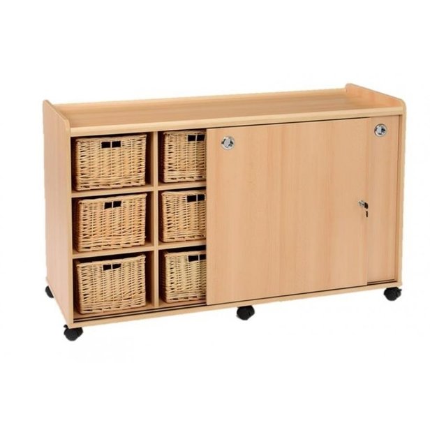 Supporting image for Creative! 12 Deep Sturdy Storage Unit with Willow Baskets - Sliding Doors