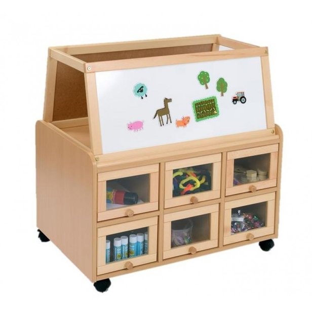 Supporting image for Creative! Double Sided Resource Unit with Doors and Whiteboard Easel