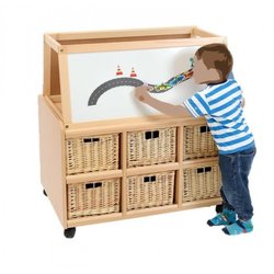 Supporting image for Creative! Double Sided Storage Unit with Baskets and Whiteboard Easel