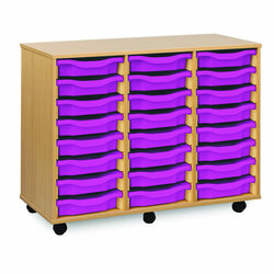 Supporting image for Y15128 - 24 Shallow Tray Storage Unit - Mobile - Without Doors