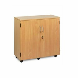 Supporting image for Y17007 - 30 Shallow Tray Storage Unit - Mobile - With Doors