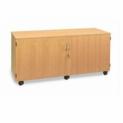 Supporting image for Y15737 - 24 Shallow Tray Storage Unit - Mobile - With Doors