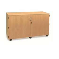 Supporting image for Y15707 - 32 Shallow Tray Storage Unit - Mobile - With Doors