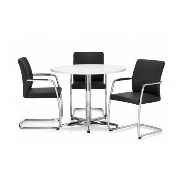 Supporting image for Empire Full Back Upholstered Cantilever Chrome Frame Chair - image #2