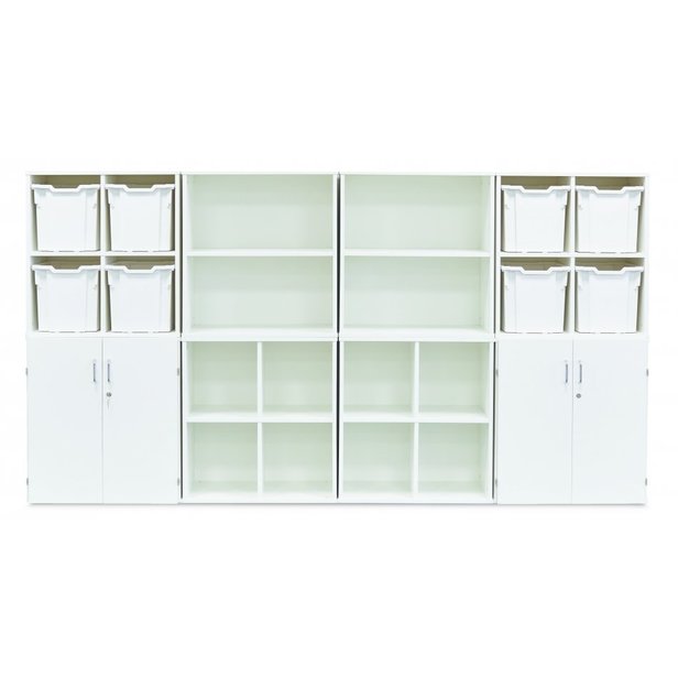 Supporting image for Stackable Storage Unit with 1 Shelf & Lockable Doors - image #3
