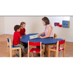 Supporting image for YFN0154 - Teacher's Flower Height Adjustable Table - Blue - image #2