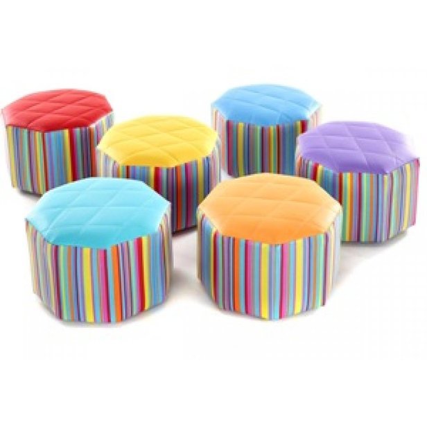 Supporting image for Small Hexagonal Upholstered Pouffe - Set of 6 - image #2